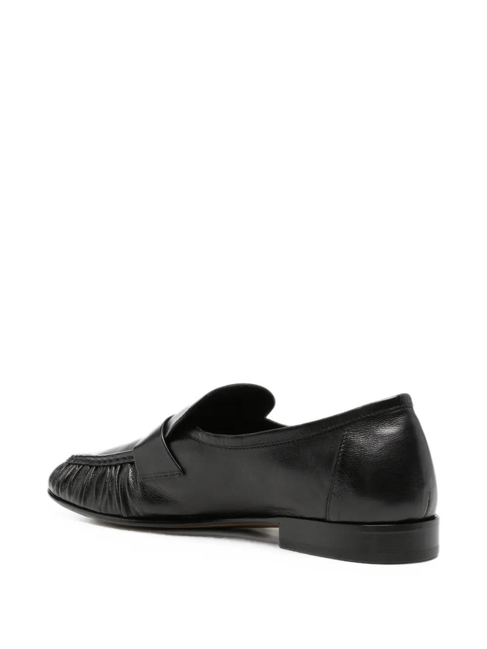 The Row ruched leather loafers Zwart
