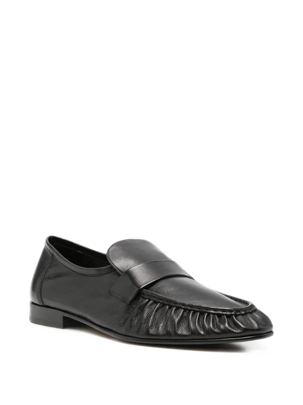 The Row ruched leather loafers Zwart