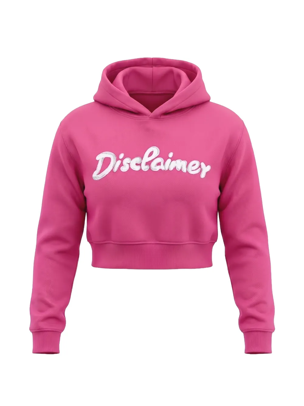 DISCLAIMER Felpa crop con cappuccio e logo - Rosa