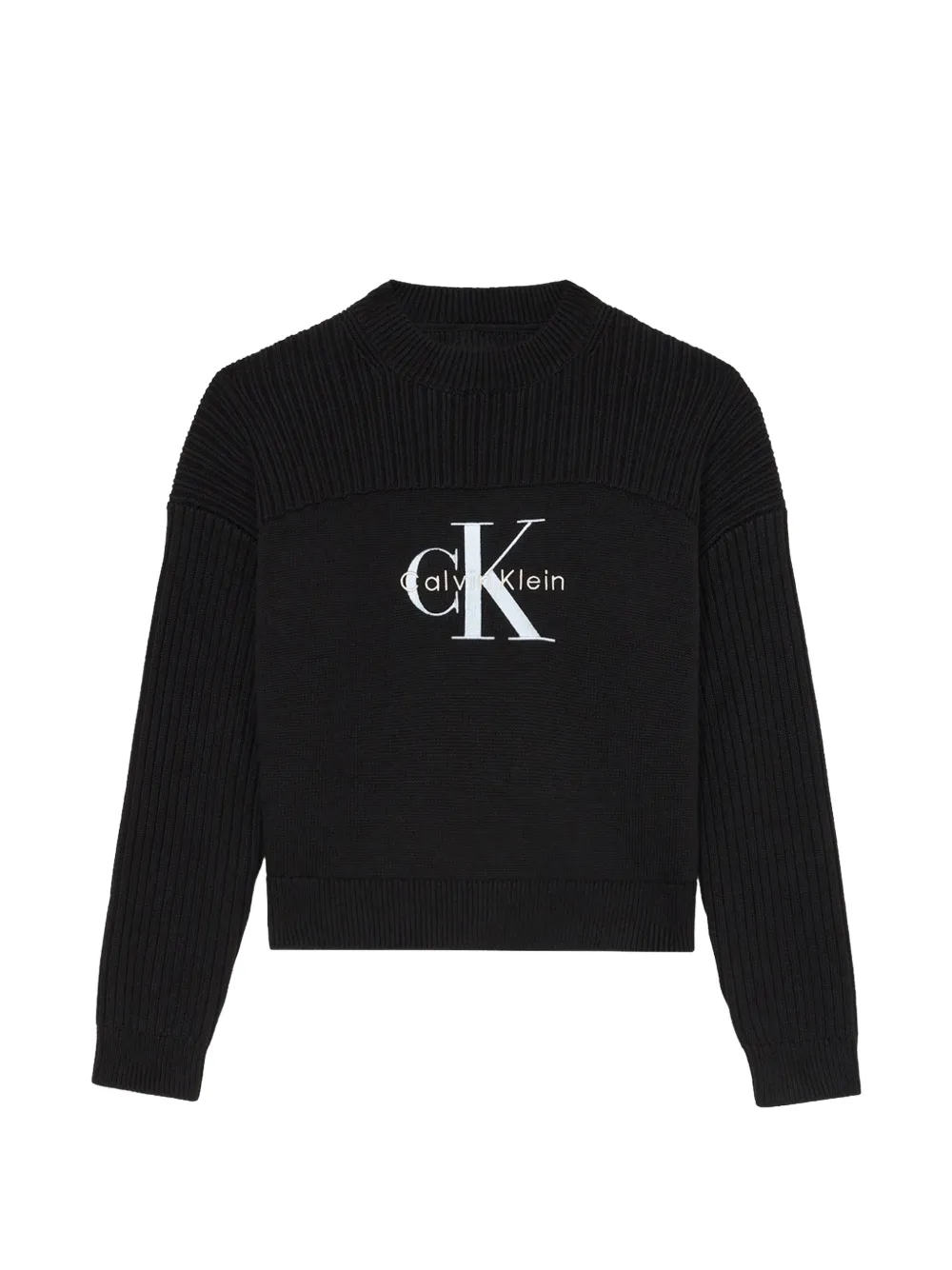 Calvin Klein Kids Maglione a coste con stampa - Nero