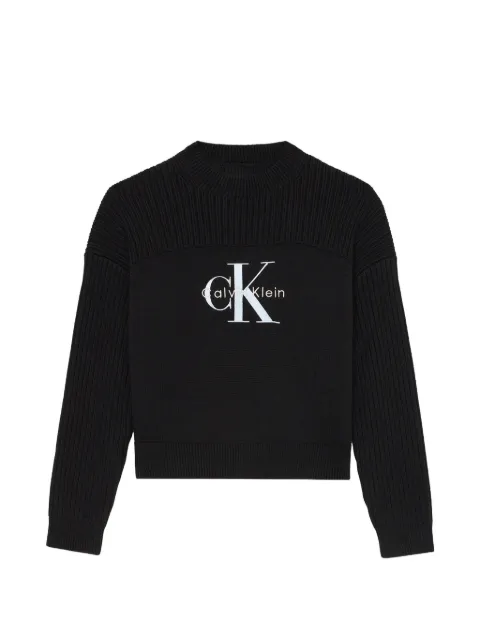 Calvin Klein Kids logo-print ribbed-knit sweater