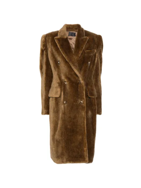 Mugler double-breasted faux-fur coat