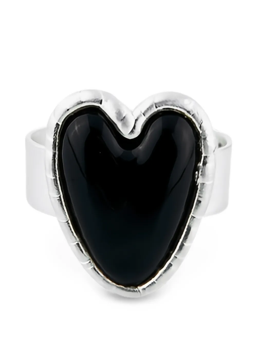 POISONED HEARTS glass heart ring - Argento