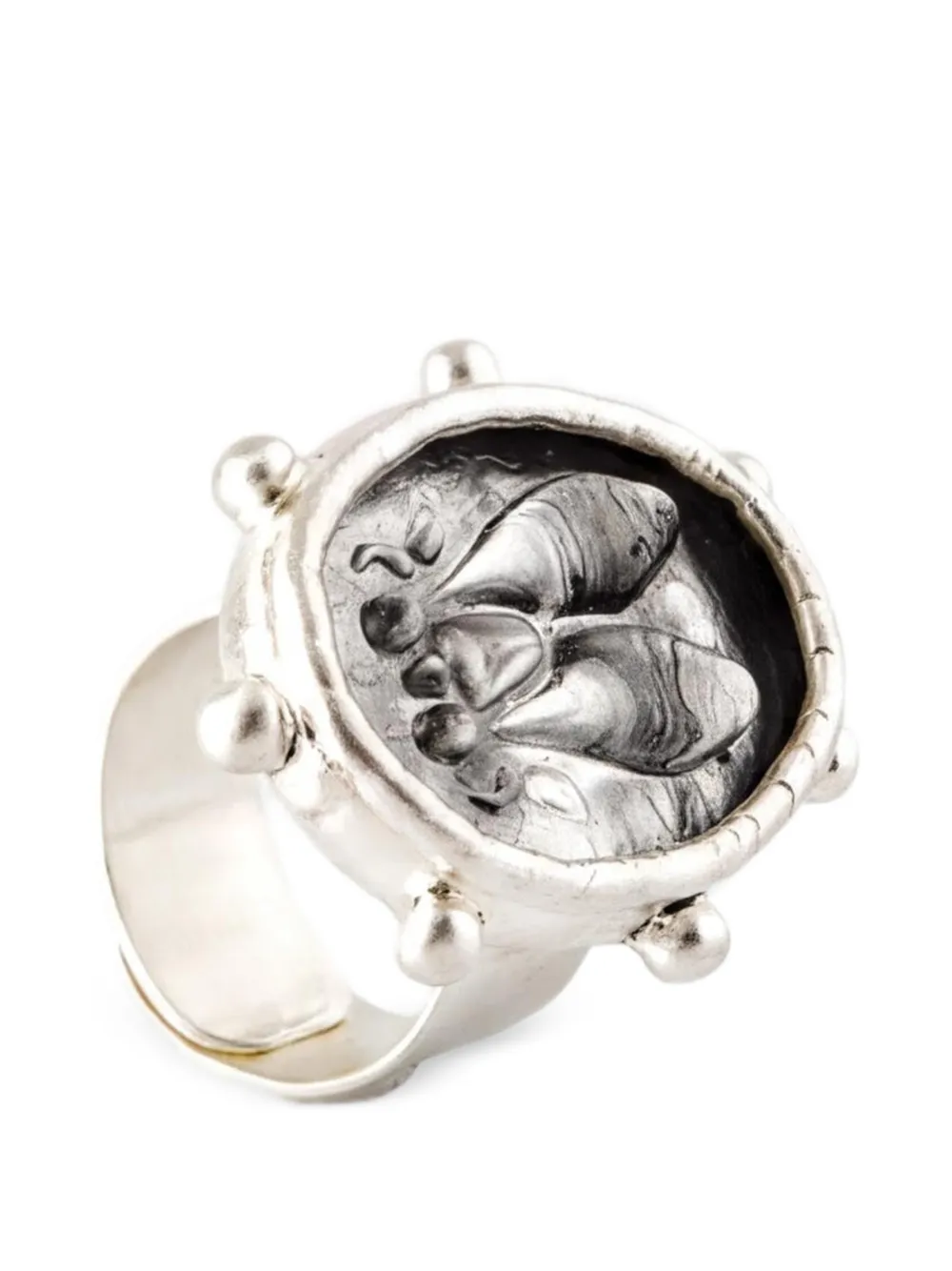 POISONED HEARTS fly-embossed signet ring - Argento