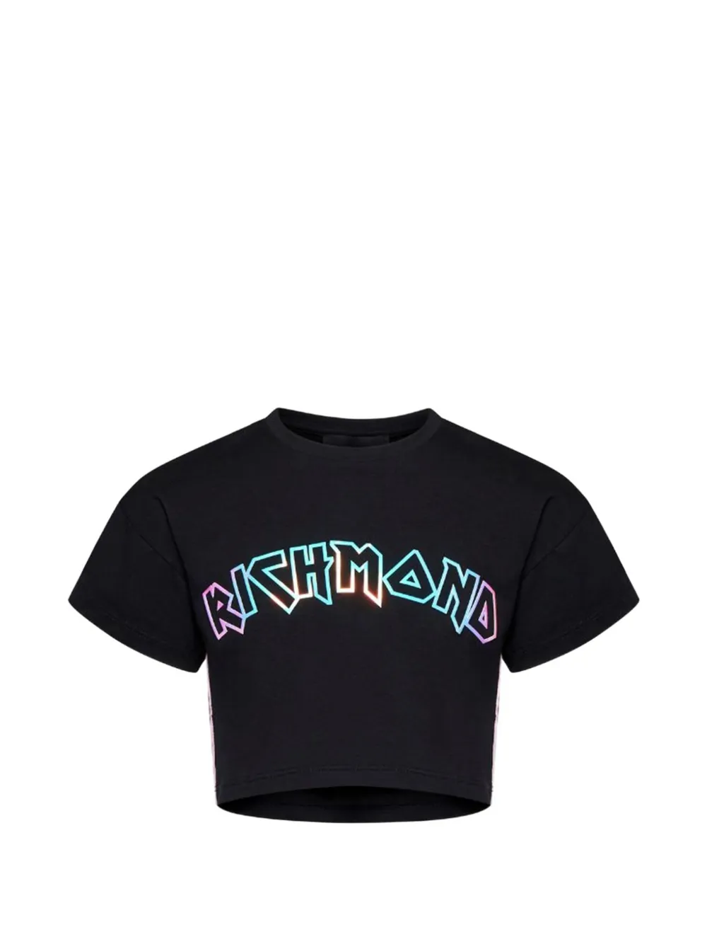 John Richmond Junior T-shirt crop con stampa - Nero