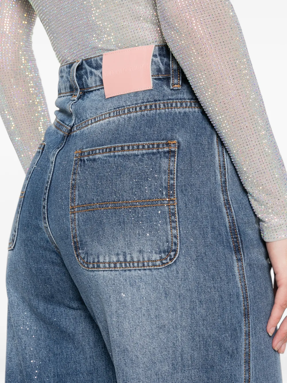 TWENTY FOURHAITCH Jeans met wijde pijpen en glitter-effect Blauw