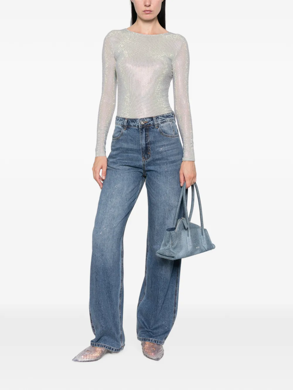 TWENTY FOURHAITCH Jeans met wijde pijpen en glitter-effect Blauw