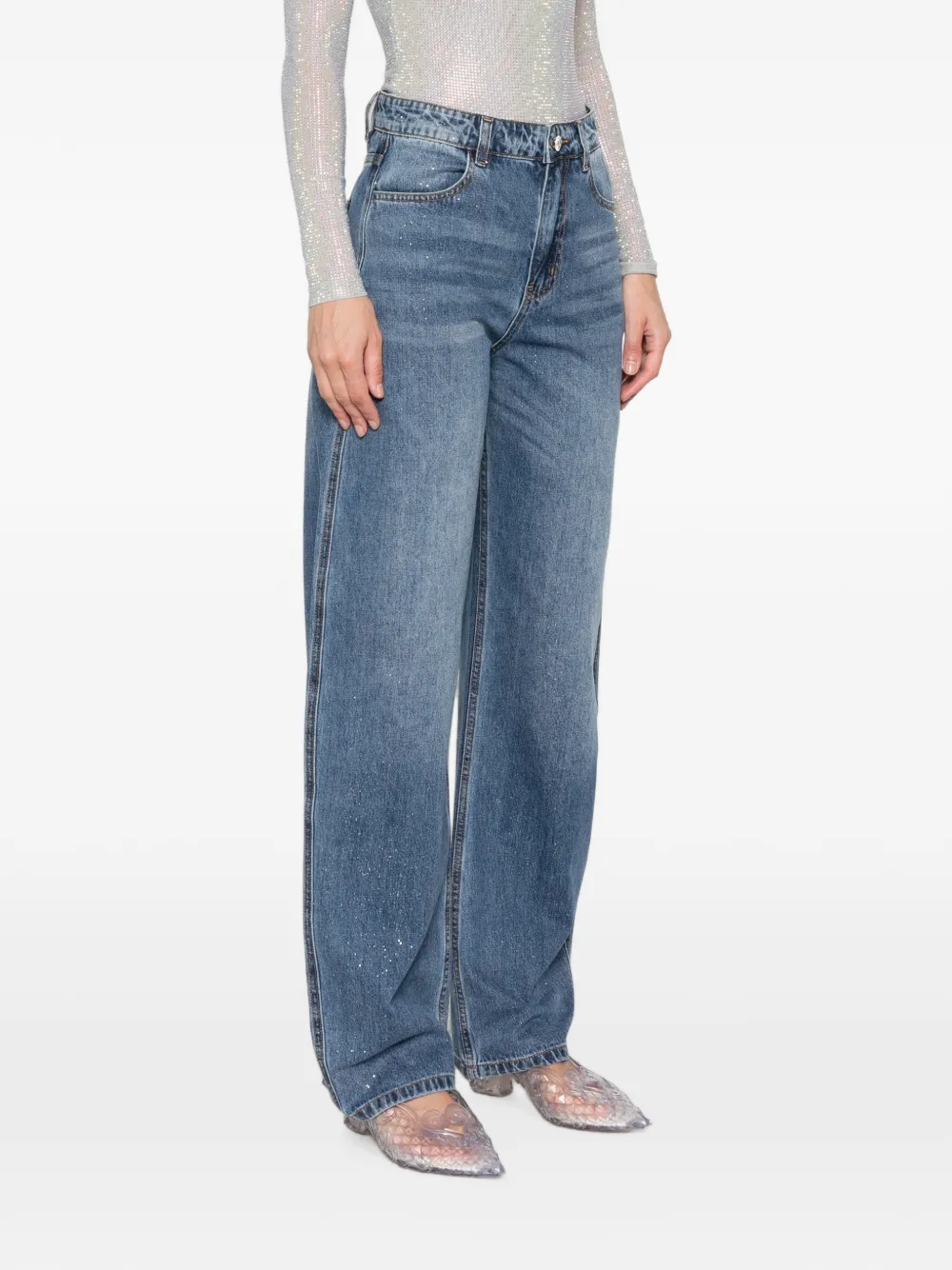 TWENTY FOURHAITCH Jeans met wijde pijpen en glitter-effect Blauw