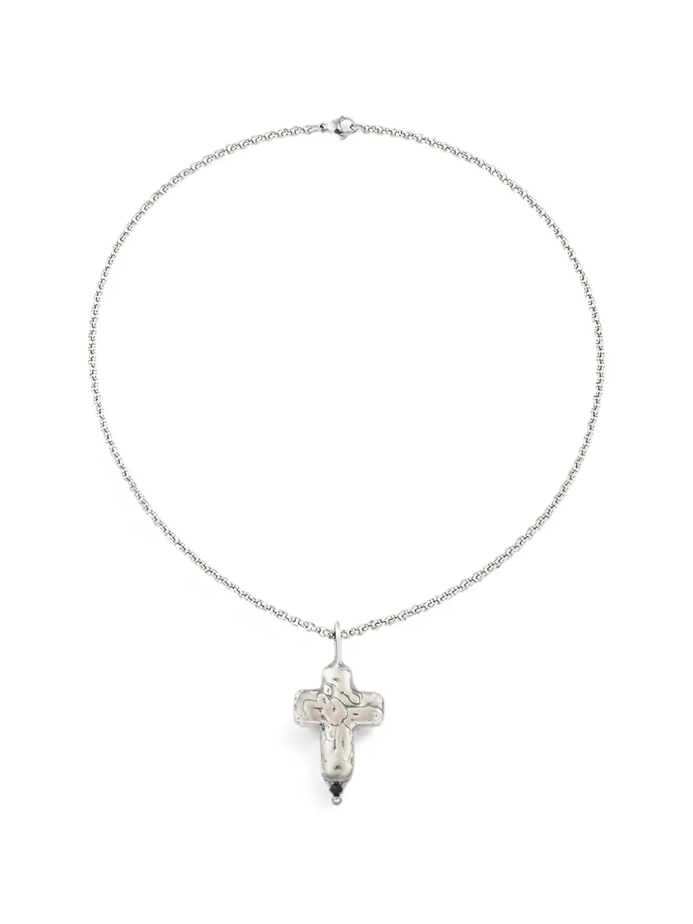 POISONED HEARTS cross-pendant rolo-chain necklace - Silber