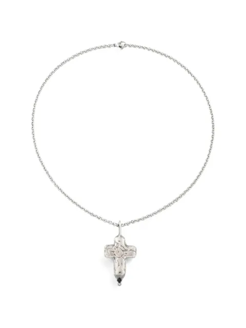 POISONED HEARTS cross-pendant rolo-chain necklace