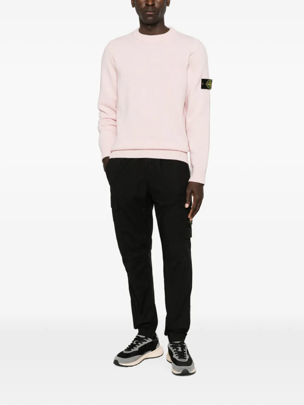 Stone Island logo-patch sweater Roze
