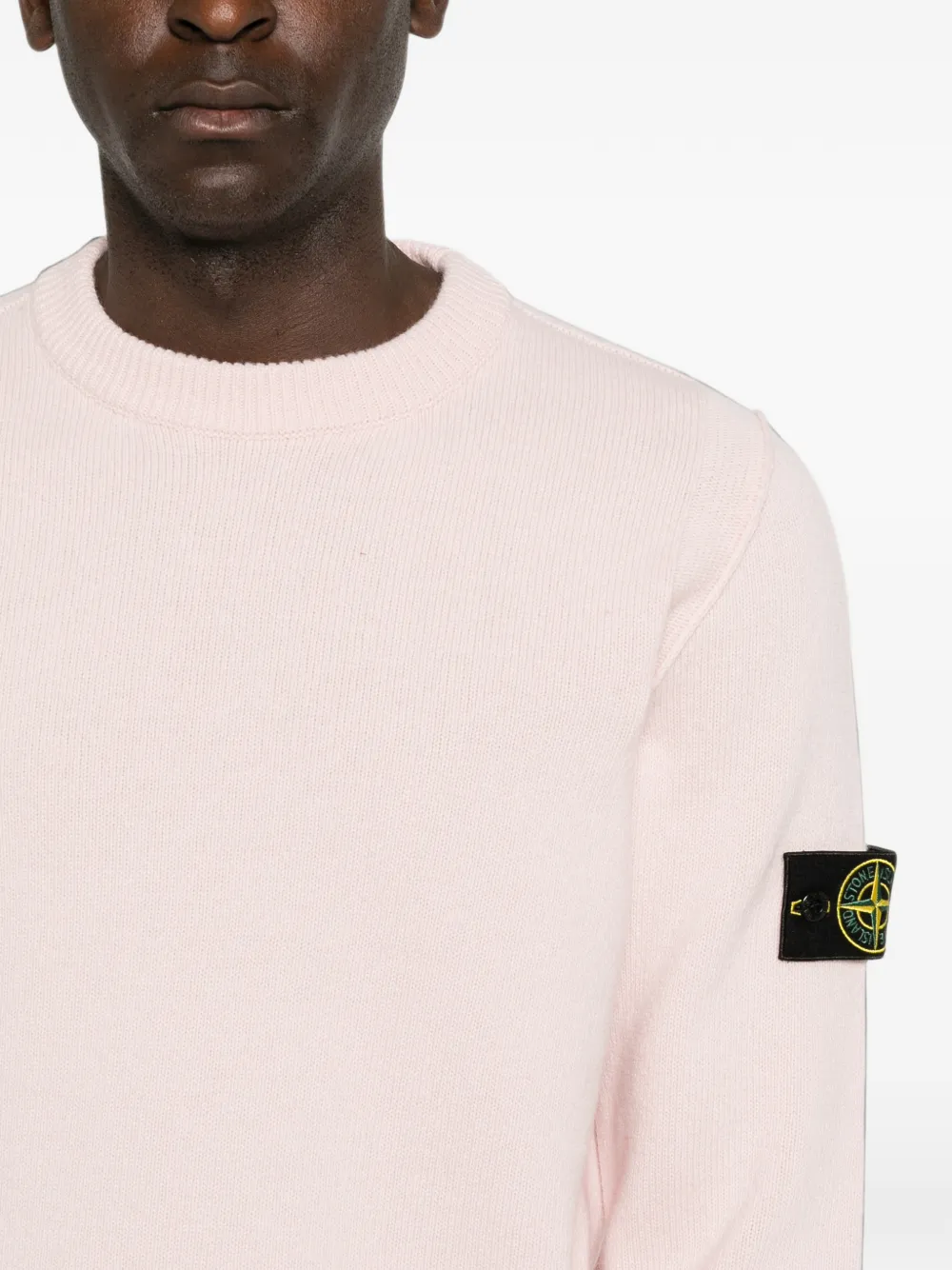 Stone Island logo-patch sweater Roze