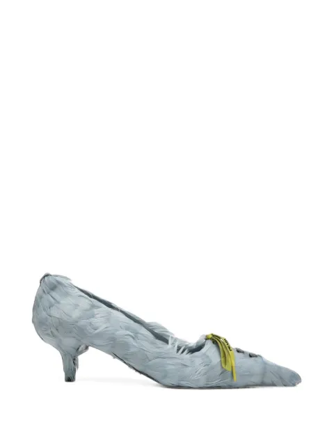 Prada feather-embellished lace-up pumps