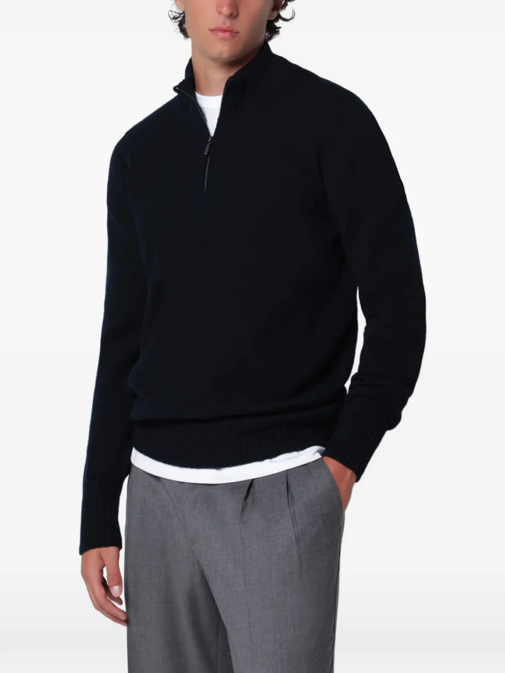 Drumohr quarter-zip ribbed-trim sweater