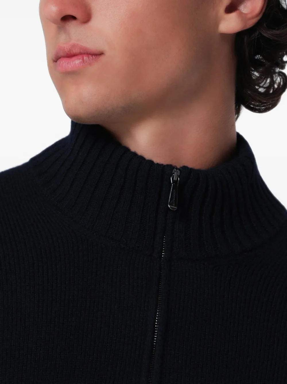 Drumohr Trui met kwartrits en geribbelde afwerking Blauw