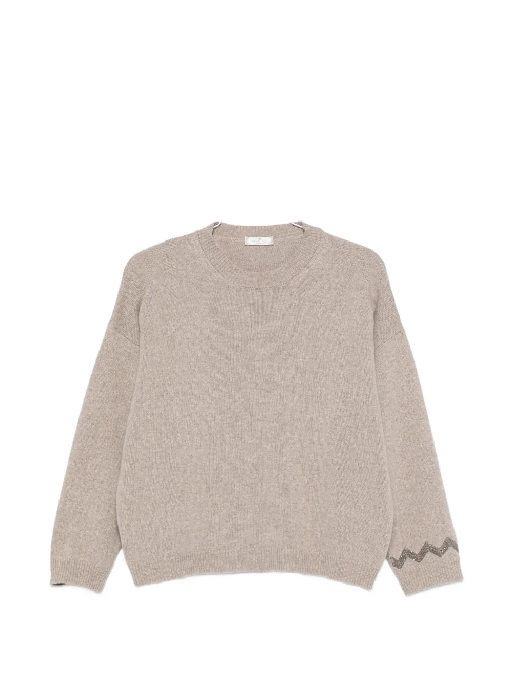PANICALE bead-embellished drop-shoulder sweater - Nude