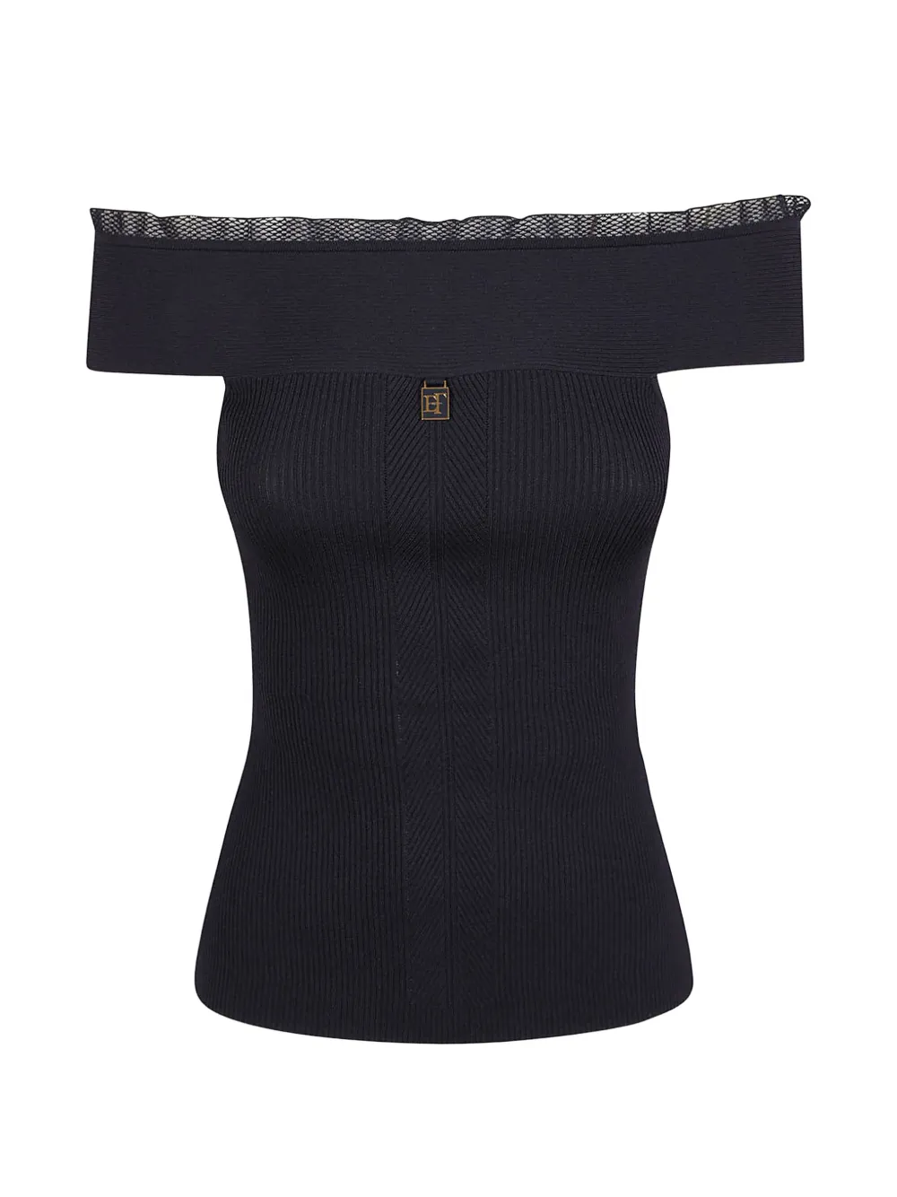 Elisabetta Franchi off-shoulder ribbed-knit top - Blu
