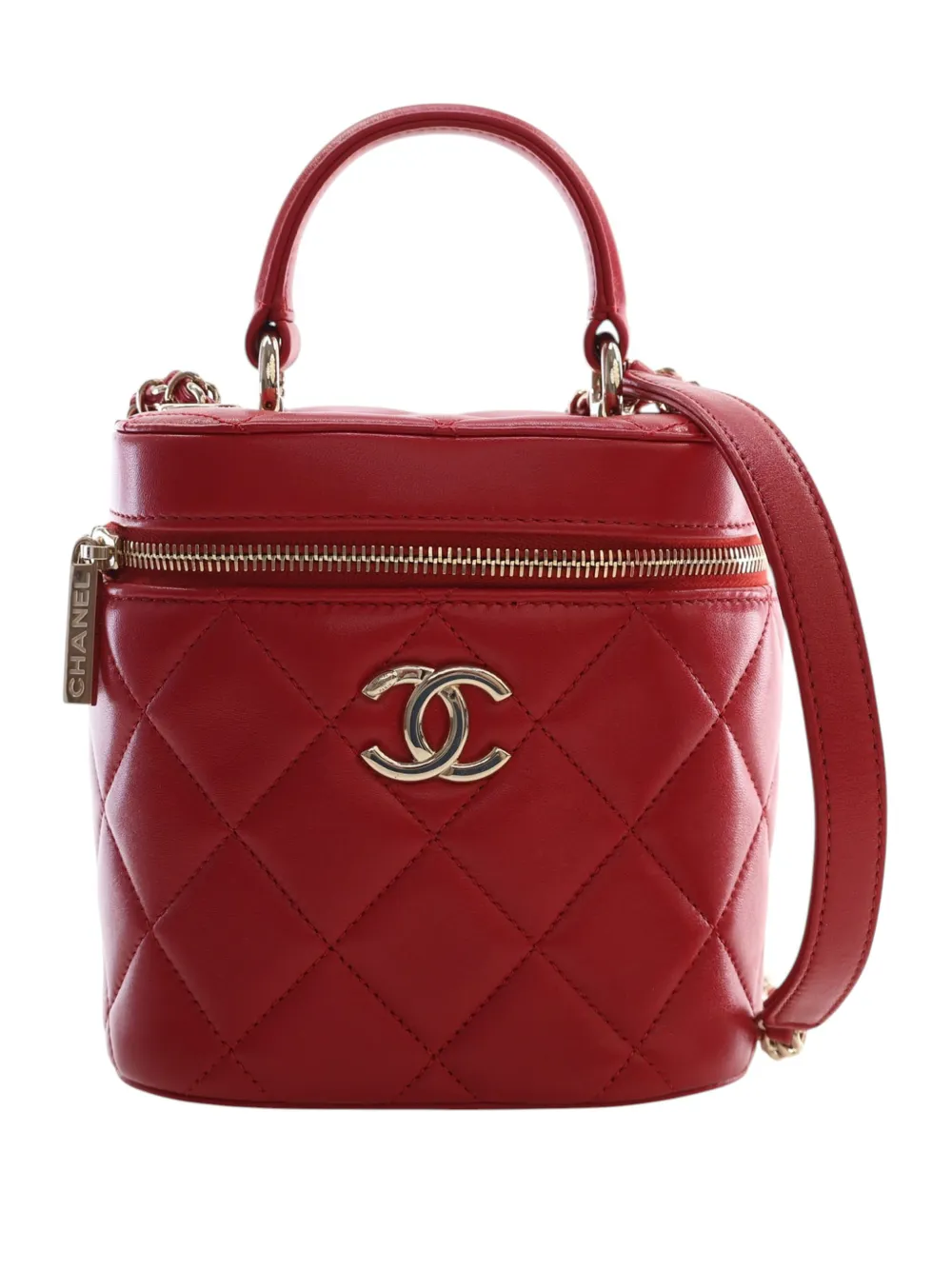 CHANEL Pre-Owned 2019 Quilted Lambskin Trendy CC Vanity Case satchel - Rot