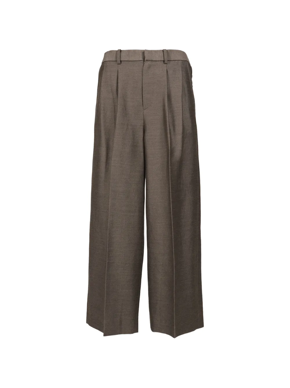 Taakk Pleated Wide-leg Trousers In Brown