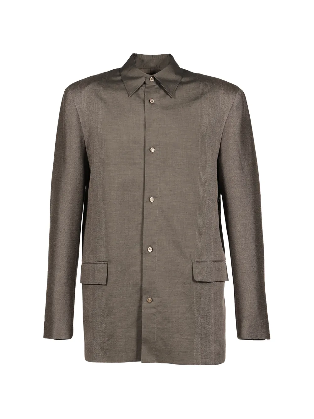 Taakk Guayabera-style Long-sleeve Overshirt In Animal Print