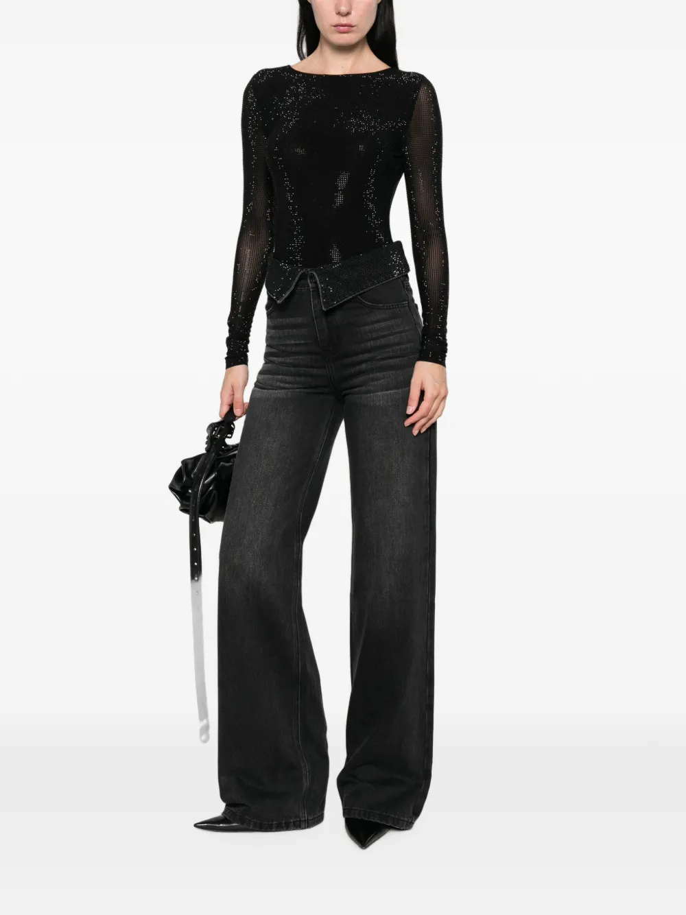 TWENTY FOURHAITCH Jeans verfraaid met kristallen Zwart