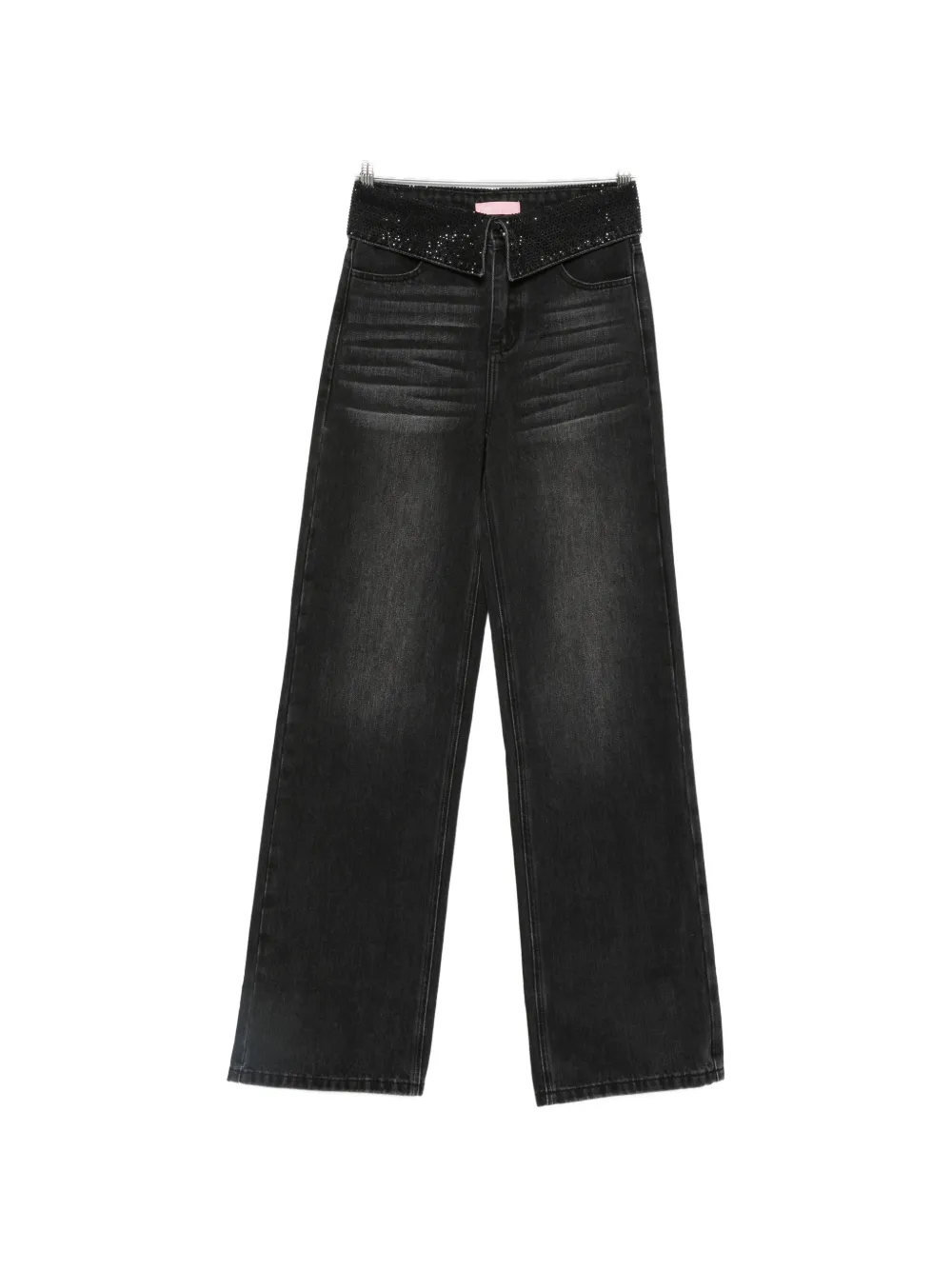TWENTY FOURHAITCH crystal-embellished wide-leg jeans - Nero