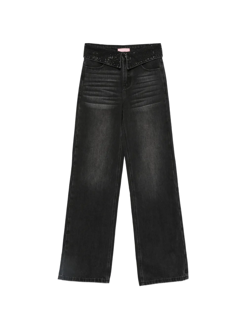 TWENTY FOURHAITCH crystal-embellished wide-leg jeans - Nero