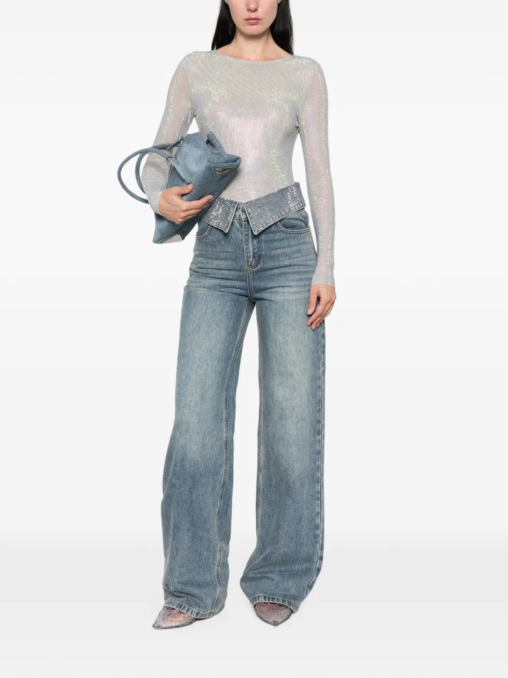 TWENTY FOURHAITCH Jeans verfraaid met kristallen Blauw