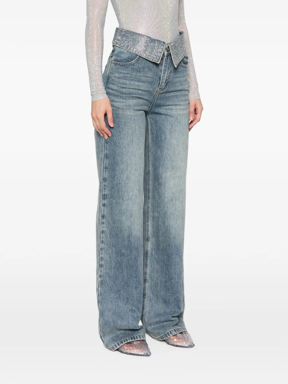TWENTY FOURHAITCH Jeans verfraaid met kristallen Blauw