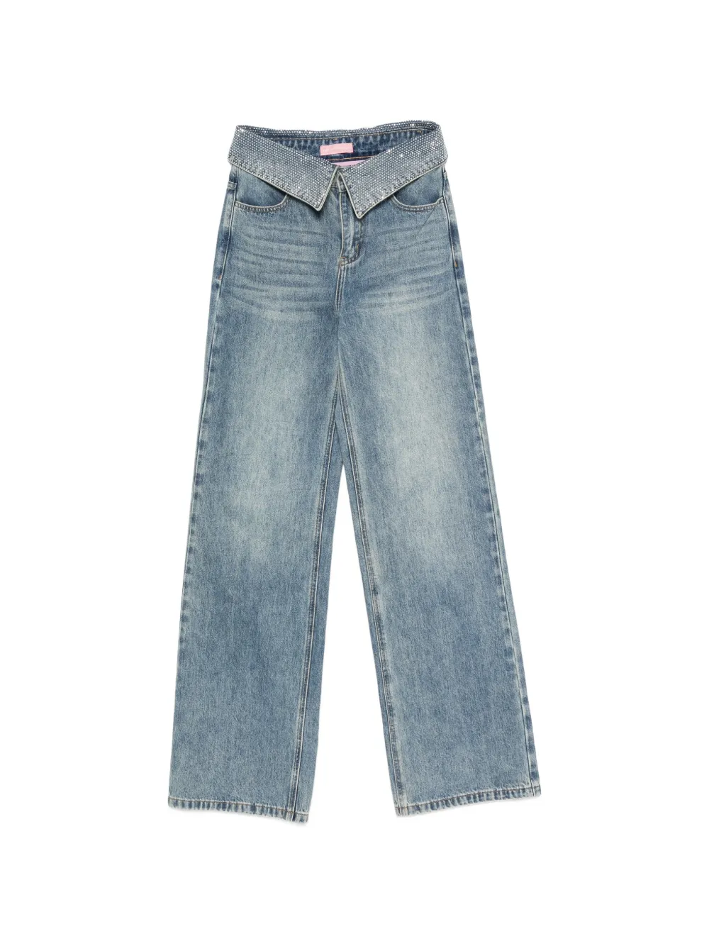 TWENTY FOURHAITCH crystal-embellished wide-leg jeans - Blu