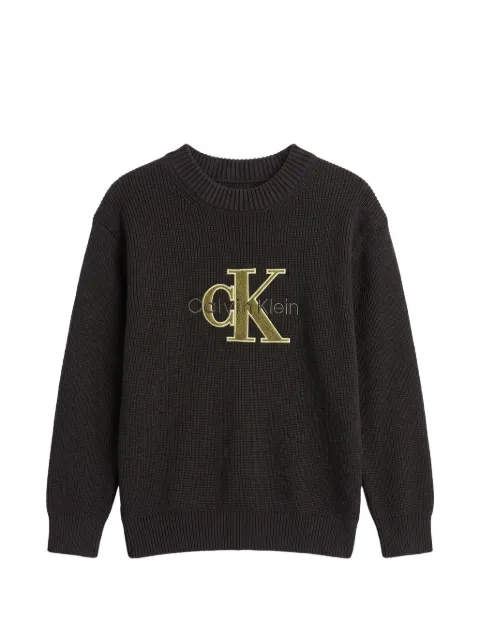 Calvin Klein Kids logo-embroidered ribbed-knit sweater