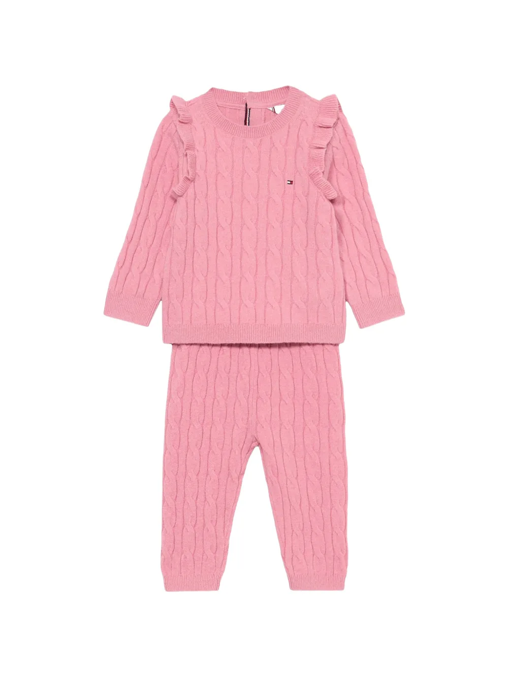 Tommy Hilfiger Junior Completo con pantaloni in maglia a trecce - Rosa