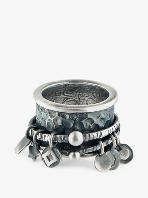 POISONED HEARTS hammered pendant-detail rings