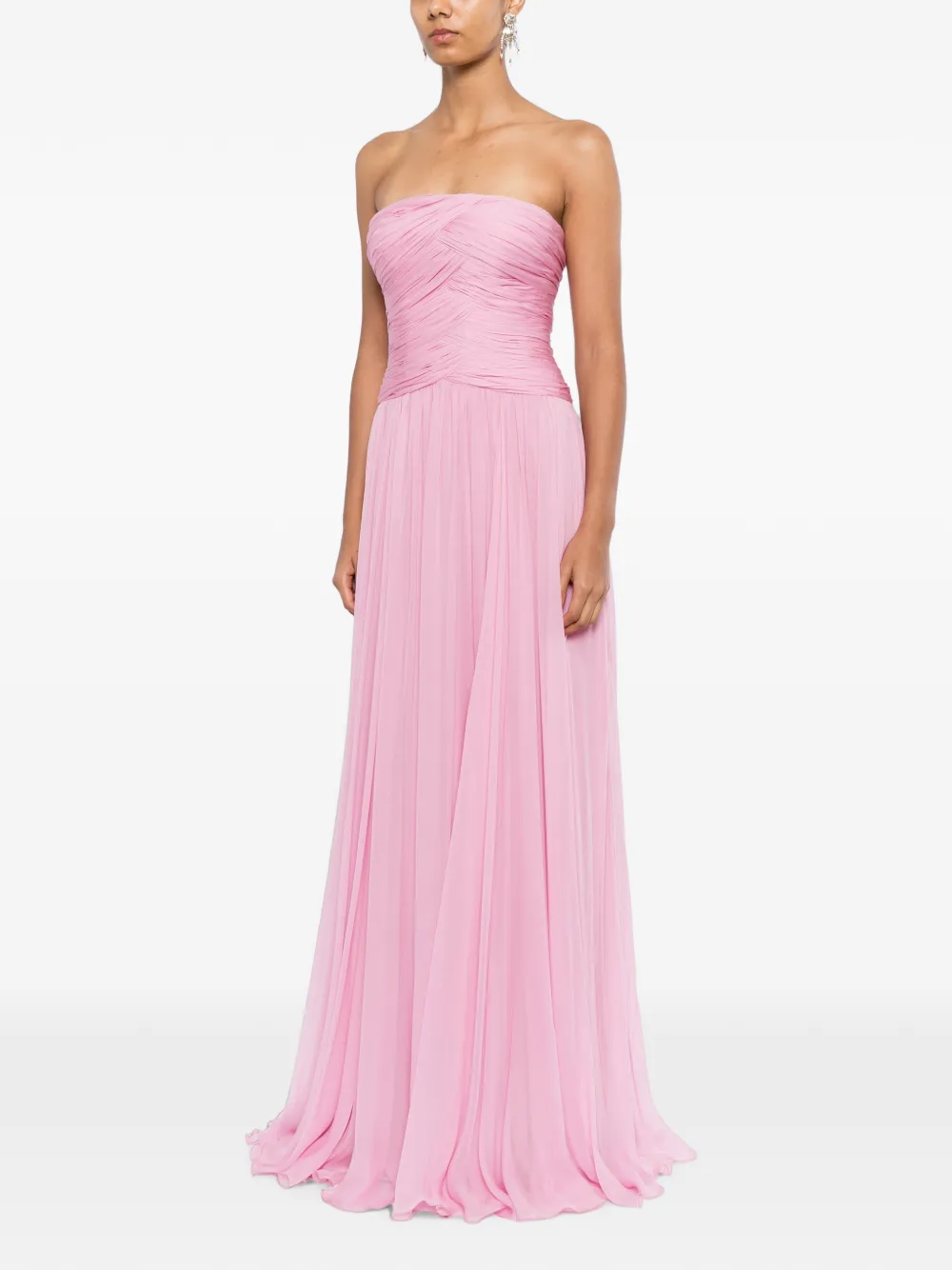 Zuhair Murad Strapless zijden chiffon avondjurk Roze