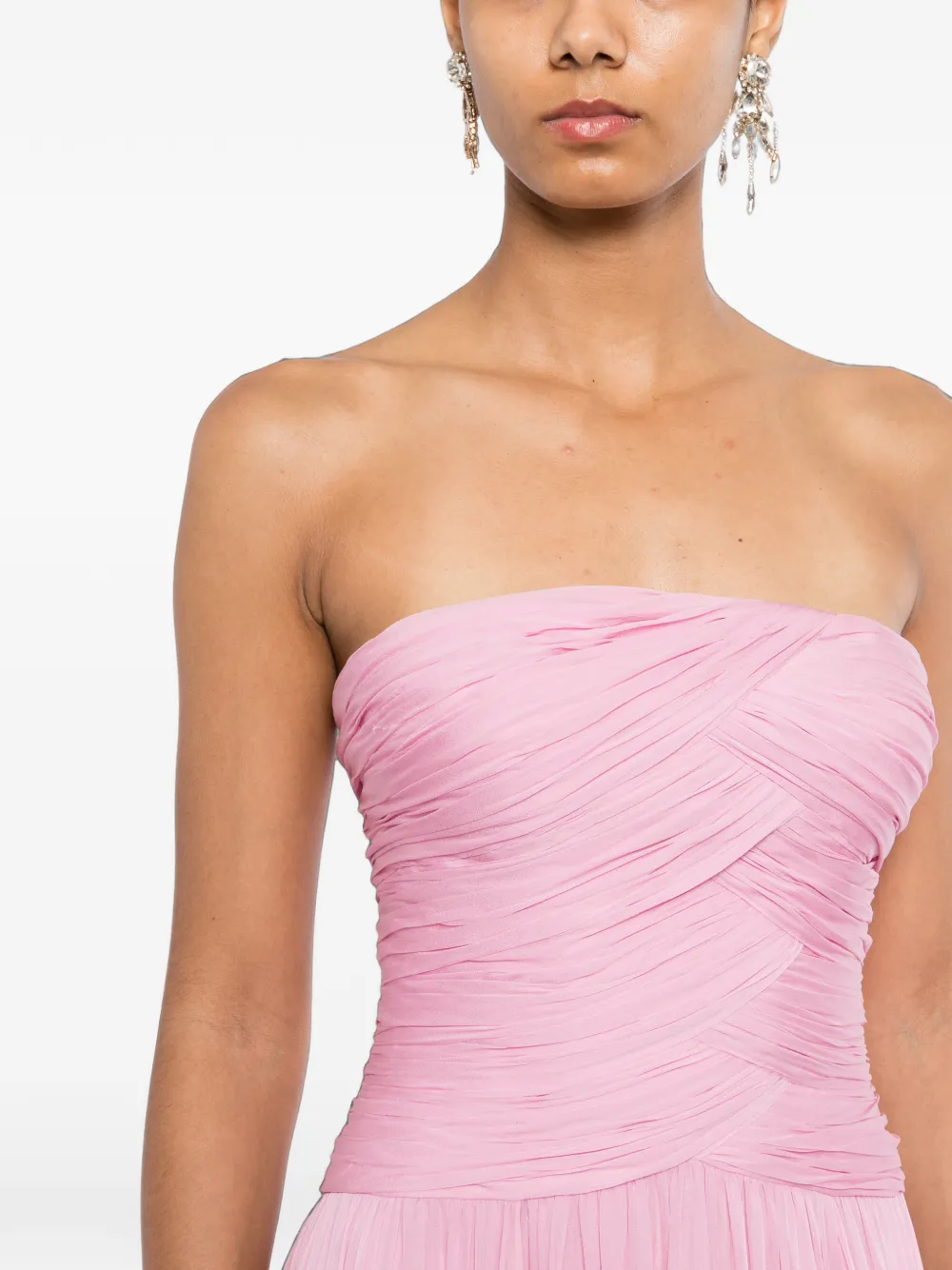 Zuhair Murad Strapless zijden chiffon avondjurk Roze