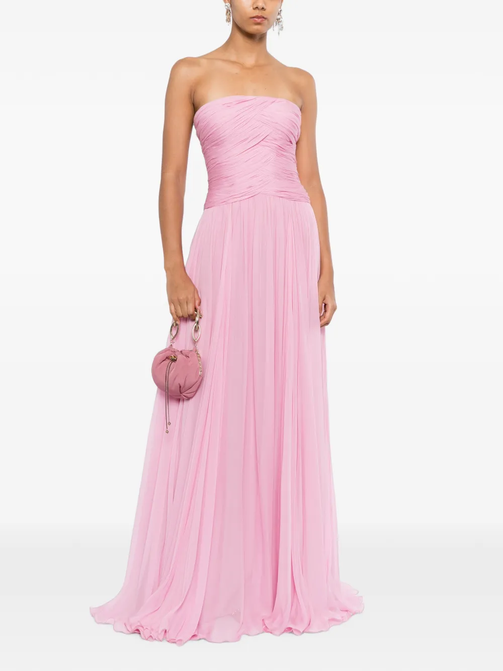 Zuhair Murad Strapless zijden chiffon avondjurk Roze