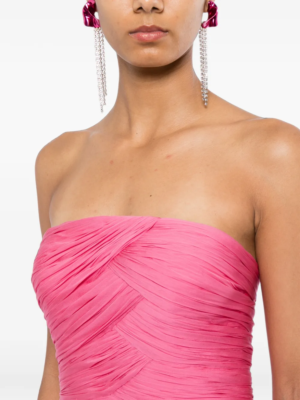 Zuhair Murad Strapless zijden chiffon avondjurk Roze