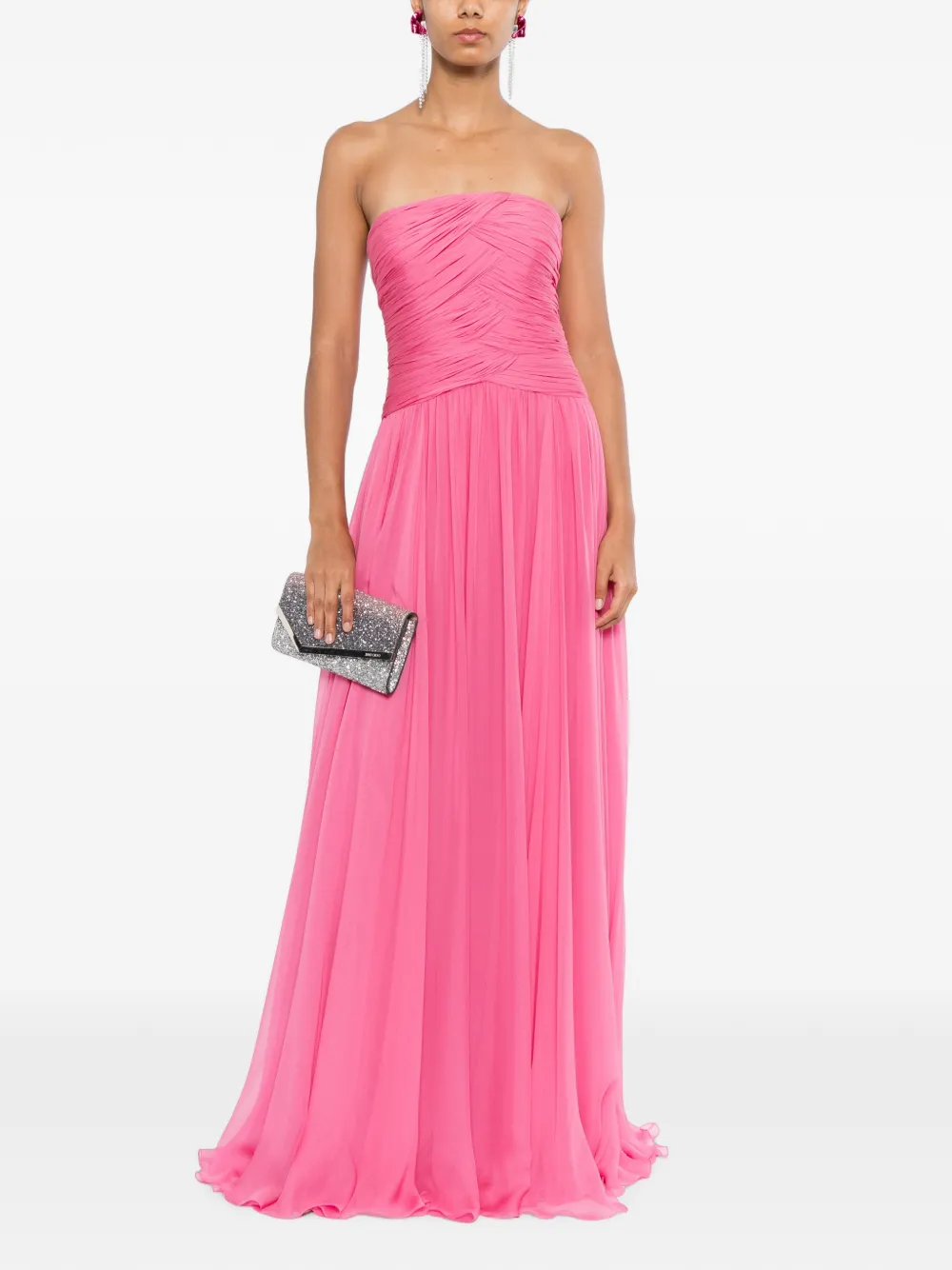 Zuhair Murad Strapless zijden chiffon avondjurk Roze