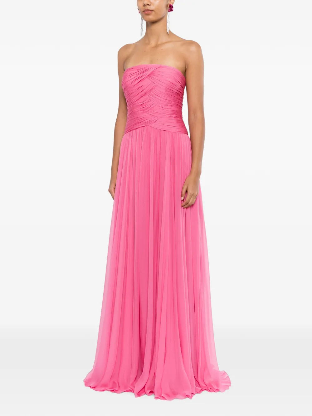 Zuhair Murad Strapless zijden chiffon avondjurk Roze