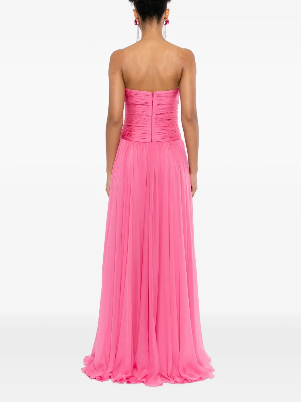 Zuhair Murad Strapless zijden chiffon avondjurk Roze