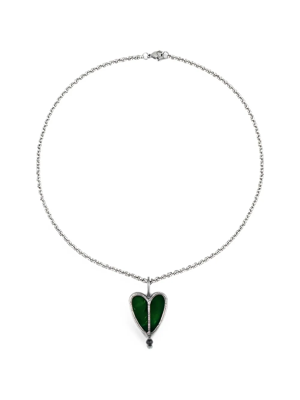 POISONED HEARTS stained-glass heart-pendant necklace - Silber