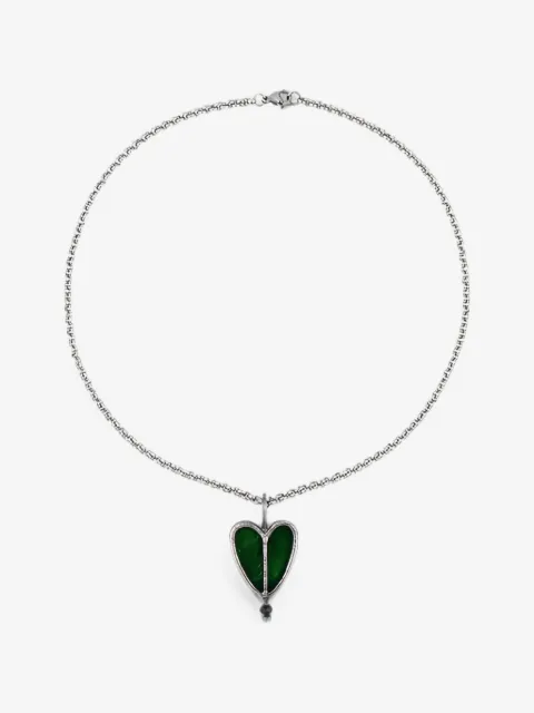 POISONED HEARTS stained-glass heart-pendant necklace