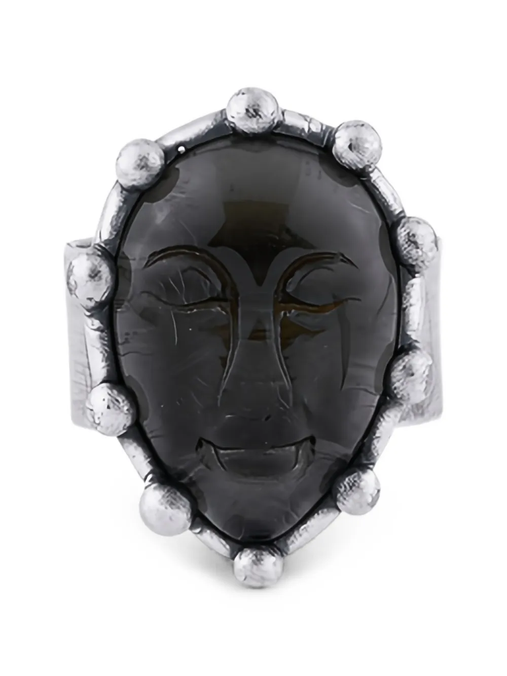 POISONED HEARTS glass-detail face-motif rings - Argento