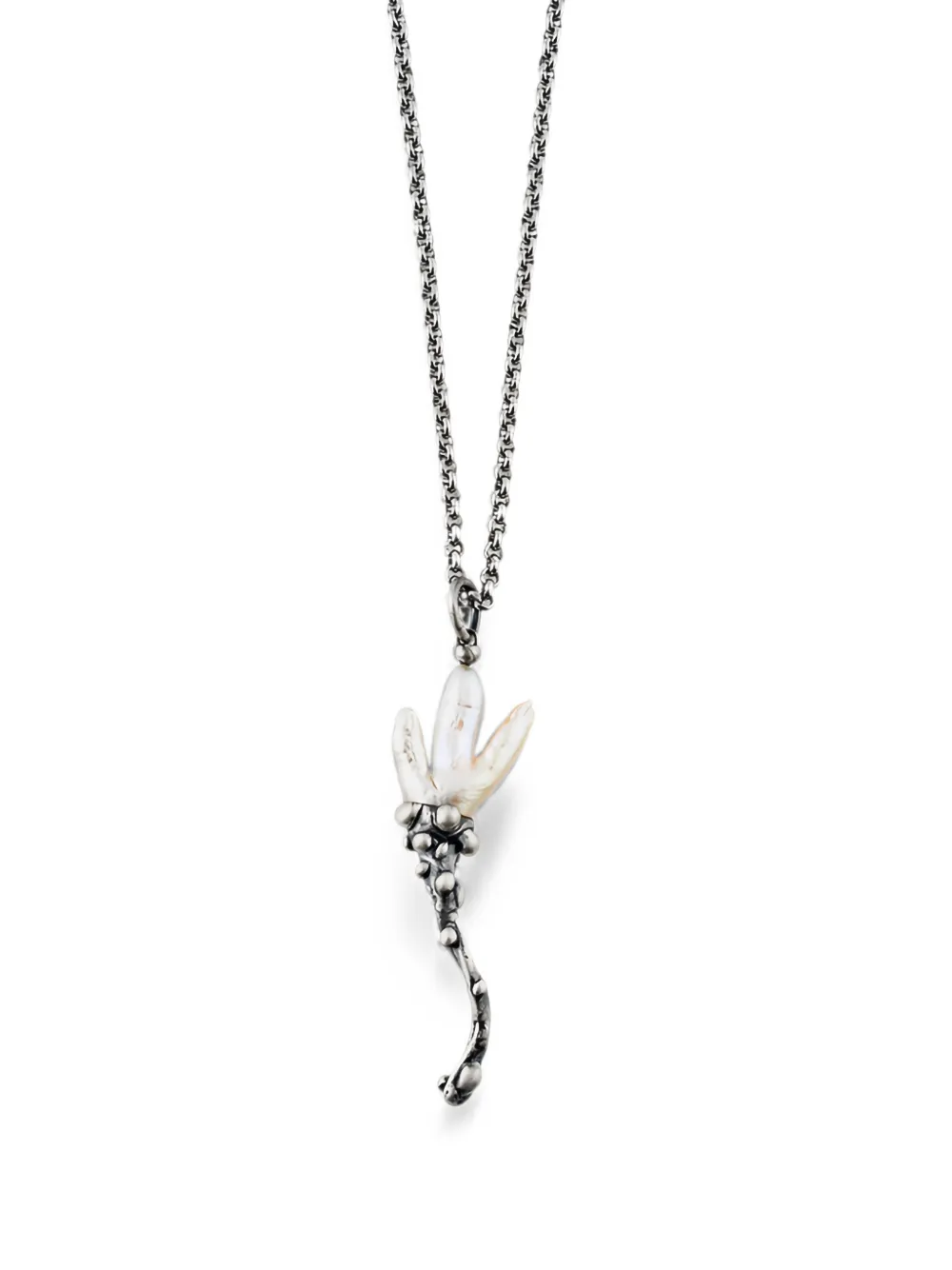 POISONED HEARTS mother-of-pearl pendant necklace - Silber