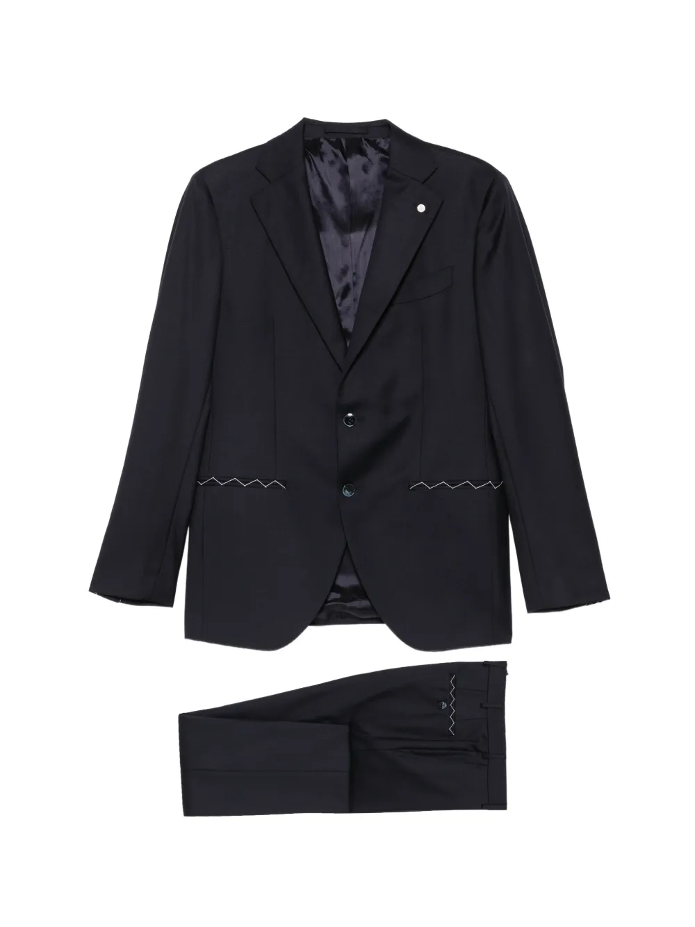 LUIGI BIANCHI MANTOVA single-breasted contrast-stitching suit - Blau