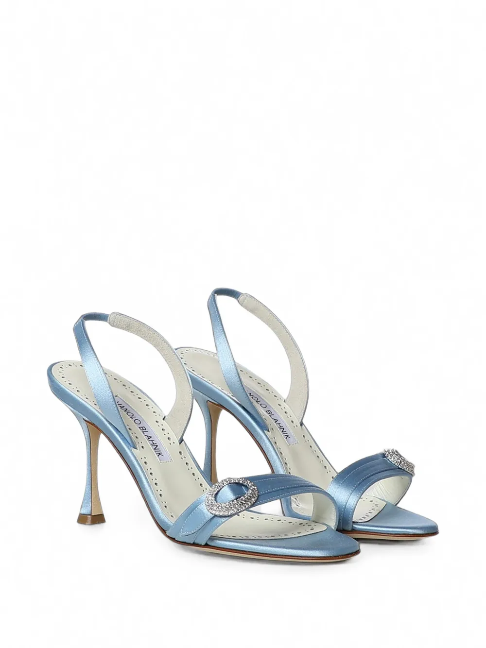 Manolo Blahnik Zutosan crystal-buckle slingback sandals Blauw