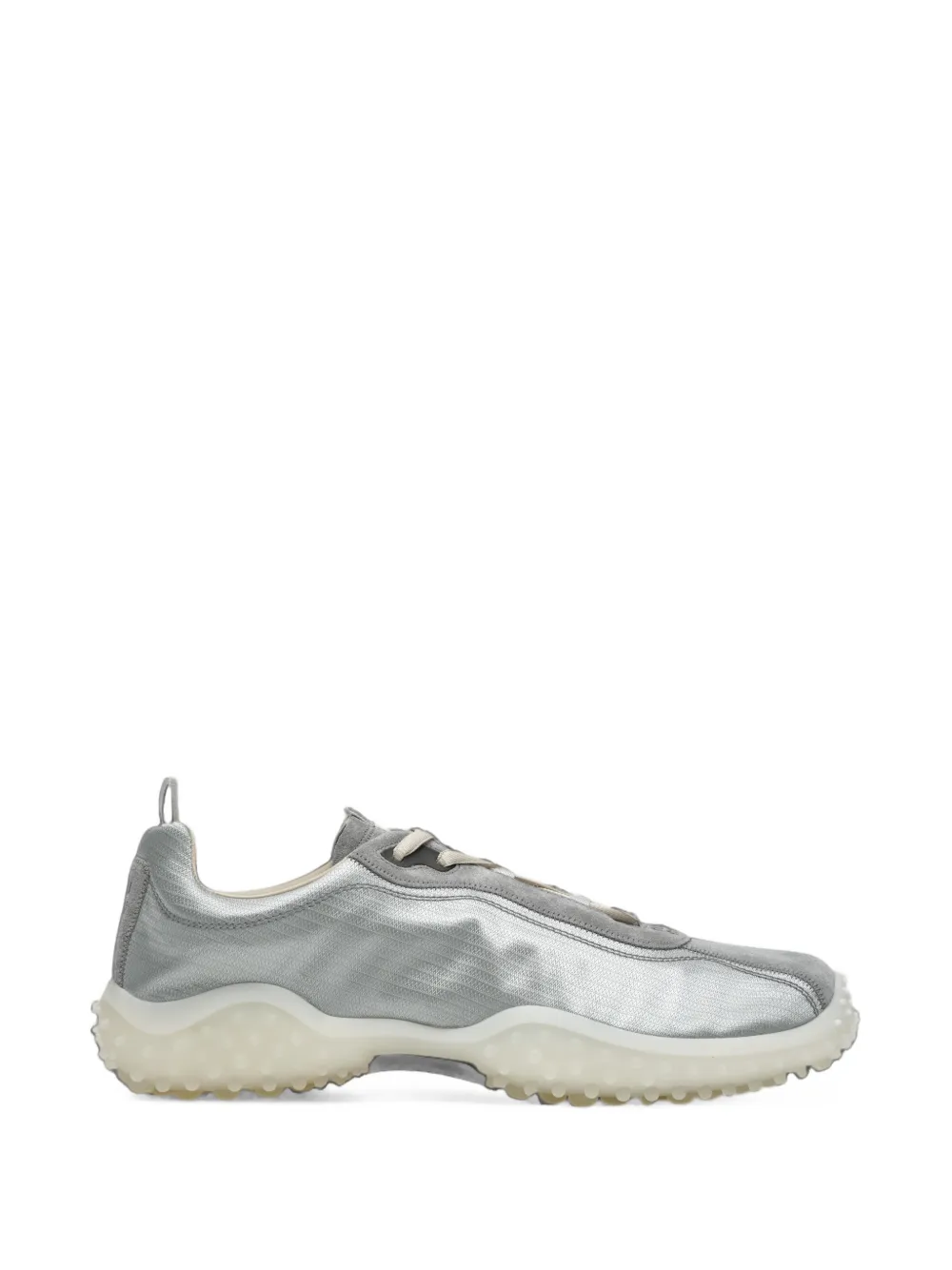 Miu Miu Bubble technical fabric and suede sneakers - Argento