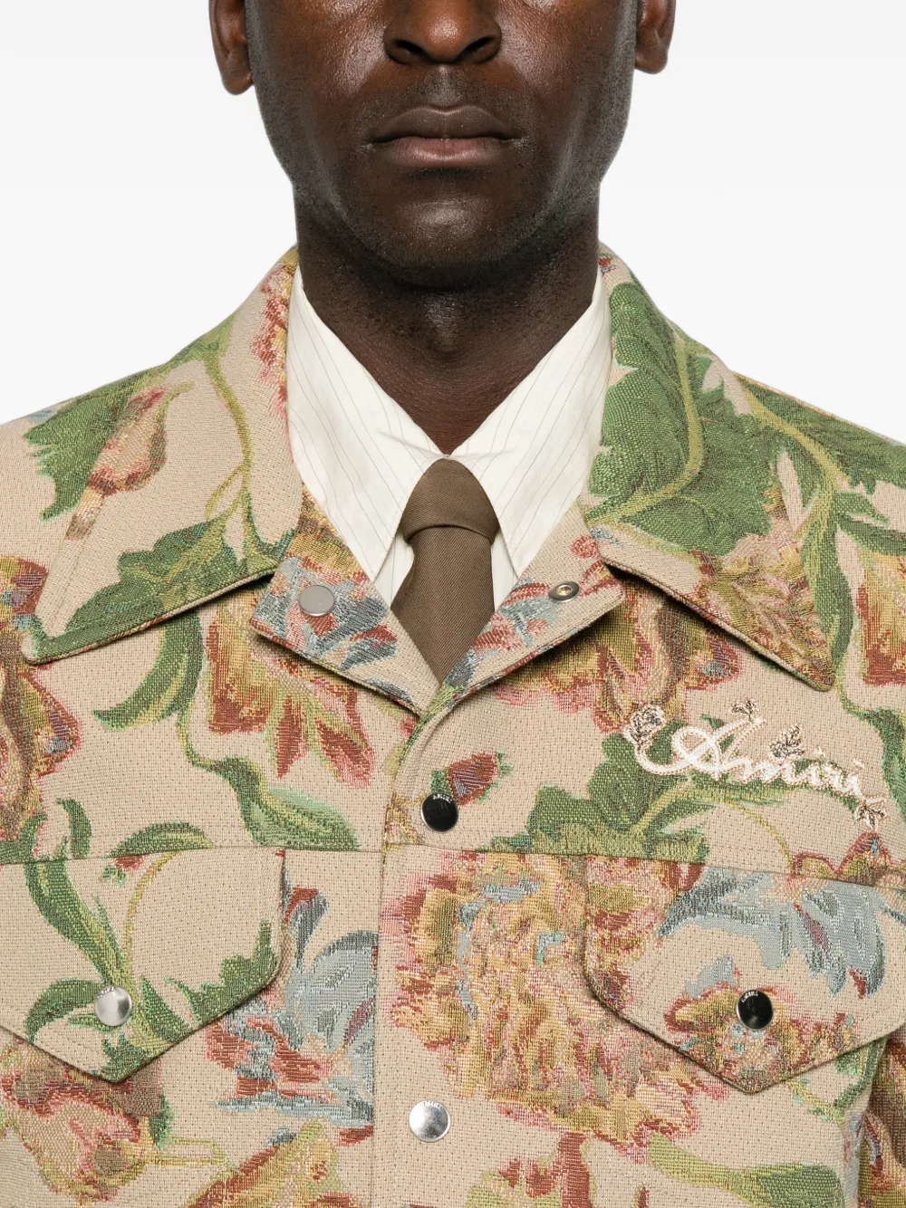 AMIRI Jack met geborduurd logo en bloementapijt Beige