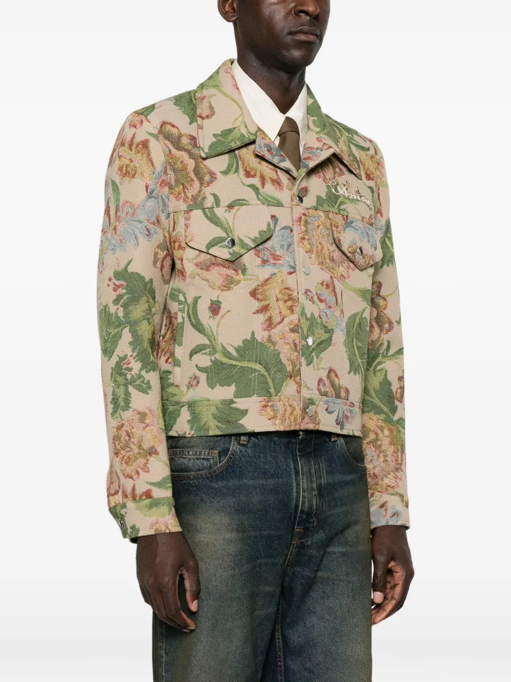 AMIRI Jack met geborduurd logo en bloementapijt Beige