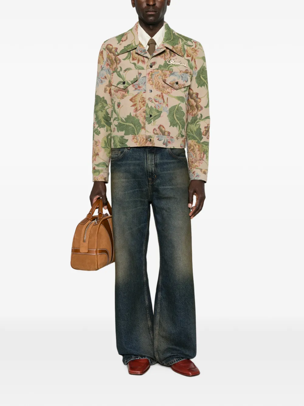 AMIRI Jack met geborduurd logo en bloementapijt Beige